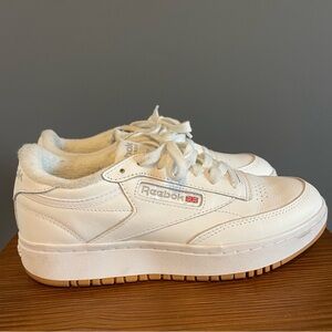Reebok Women’s 7.5 Club C Double White Gum Platform Sneakers